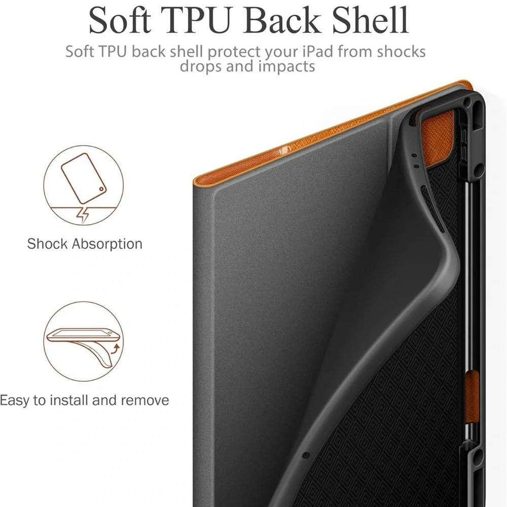 KingBlanc Folio Case for iPad Pro 6th 5th 4th 3rd 12.9 inch 2021/2020/2018 Brown